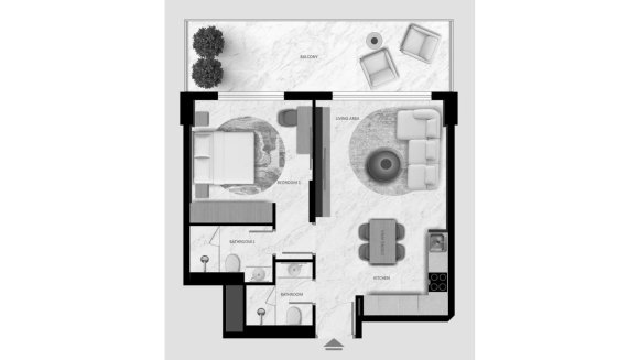 Apartment floor plan, 1 bedroom in Aark Terraces No. 11007 (2D)