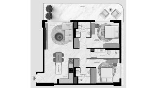 Apartment floor plan, 2 bedrooms in Aark Terraces No. 11009
