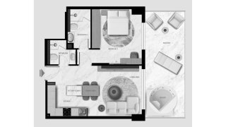 Apartment floor plan, 1 bedroom in Aark Terraces No. 11008